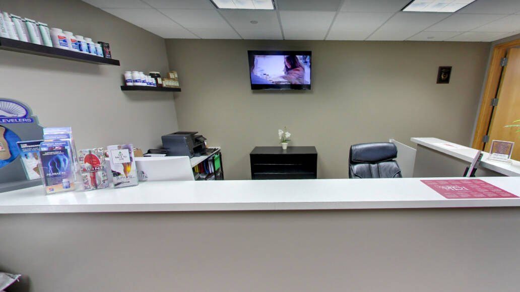 The front desk and waiting area