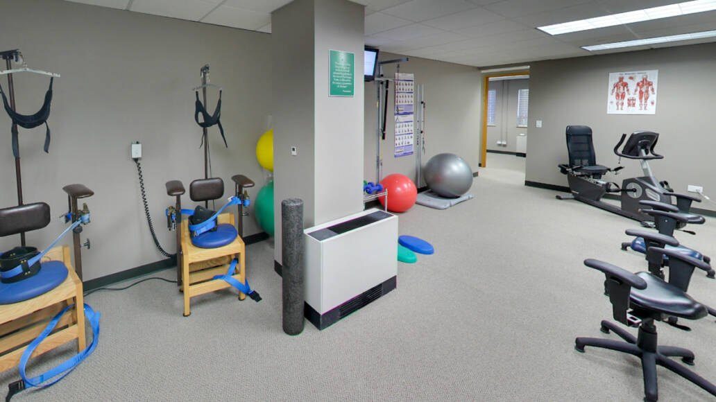 The rehab floor with exercise equipment